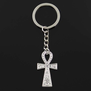 Porte-clés en alliage métallique plaqué argent antique et bronze antique, motif clé <span class=keywords><strong>de</strong></span> vie <span class=keywords><strong>Ankh</strong></span>, 39x21MM, souvenir, cadeau - Product Image 2