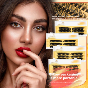 Cils en grappes réutilisables pré-collés 3D multicouches en cheveux synthétiques, véganes, sans cruauté, marque privée, longue durée 5-7 jours, imperméables - Product Image 3