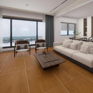 Baldosa de Porcelana con Aspecto de Madera de Nogal Oscuro Natural, 600x1200, Mate, Antibacteriana, Antideslizante, 5 Años de Garantía, para <span class=keywords><strong>Pisos</strong></span> de Hogares de Lujo - Product Image 3
