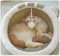 Lit pour chat semi-fermé, tendance sur internet, pour toutes les saisons, lavable et chaud pour l'hiver