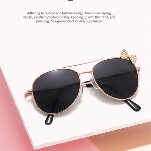 Logo Custom 2025 Fashion Cute Metal Bow Oversized Kids Sunglasses UV400 Big <b>Frame</b> Pilot Sunglasses for Girls - Product Image 4