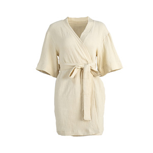 Camicia <span class=keywords><strong>da</strong></span> <span class=keywords><strong>Notte</strong></span> Estiva in <span class=keywords><strong>Cotone</strong></span> con Scollo a V, Traspirante, Lunghezza al Ginocchio, Tinta Unita, Maniche Corte, Vestaglia Casual Comoda - Product Image 5