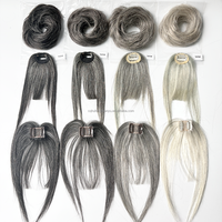 Moños de Cabello Blanco, Cabello Lacio y Rizado, Chignon, Extensiones de Cabello Humano, Adecuado para Mujeres Mayores