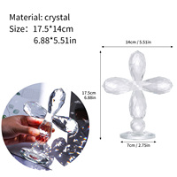Figurine de collection chrétienne traditionnelle de 6,88'' de haut, écologique, en cristal poli, avec base sculptée en forme de croix et effet d'ombre