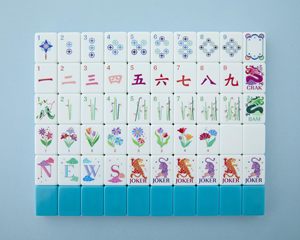 Luxury Acrylic Mahjong Tiles Set Stainless Steel <b>Legs</b> Eco-Friendly Durable Blue Base Portable 4-Player Chinese Game for Family - Product Image 1