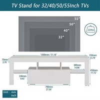 Meuble TV LED moderne pour téléviseurs de 40/50/55 pouces, centre de divertissement en bois blanc avec éclairage changeant de couleur, usage général