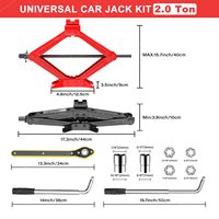 Nouvel équipement de véhicule en gros Accessoires de voiture universels Kit de crics à ciseaux rouges de 2 tonnes Acier 45 #100MM-390MM Hauteur de levage 12