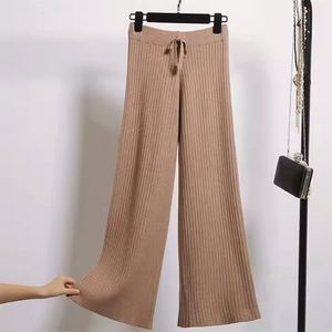 Nouveau pantalon pour femme en maille décontracté, taille haute, ample, coupe droite, style pantalon de balayage - Product Image 3