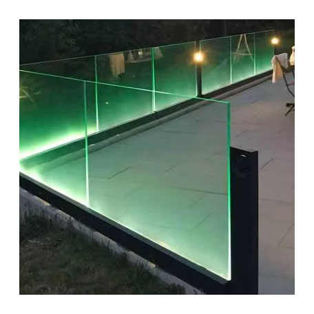 Safety High Quality U Channel Glass Railing System With RGB LED Light ...