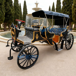 Carruajes de Caballos Europeos Negros Personalizados para Turismo y Eventos, Doble Fila, Elegantes Carruajes Tirados por Caballos para Bodas - Product Image 2