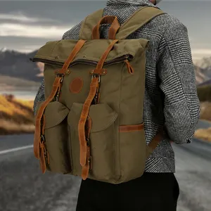 Custom RollTop Outdoor trekking Vintage da campeggio borsa da uomo zaino zaino zaino in tela zaino per gli uomini