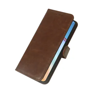 Casing Flip kickstand folio, sampul casing dompet kulit pemesanan untuk Samsung S24 plus S24 ultra, casing ponsel termurah