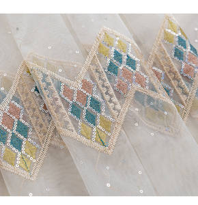 Rideaux de style européen à œillets brodés, rideaux floraux élégants bleus <span class=keywords><strong>avec</strong></span> voile pour salon - Product Image 6