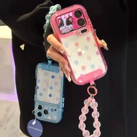 Coque de téléphone rigide en acrylique transparente à pois de couleur gelée, style coréen, pour iPhone 17 et iPhone 18, antichoc