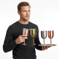 Verres à vin en acier inoxydable à double paroi isolés, sans BPA, modernes, 11 oz, avec couvercles, ensemble de 4 pièces