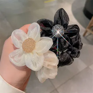 Fashion Woman Pearl Hair Ties Flower Hairband Girls Ponytail Holders Rubber Band Hair Accessories