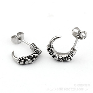 Pendientes de acero de titanio yunnique, diseño de cola de zorro en forma de media luna, joyería de moda unisex, 316mm, estilo punk europeo americano - Product Image 2