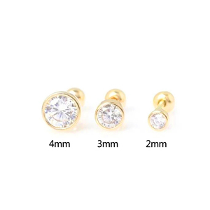 เครื่องประดับเจาะร่างกายราคาโรงงาน CANNER เงินแท้ 925 ชุบทอง 18K ต่างหูมินิ - Product Image 1