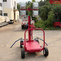 Nouvelle tour d'éclairage mobile sur chariot de type chariot à roulettes 500W LED avec mât de levage manuel pour l'éclairage de chantier