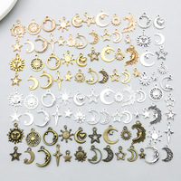 20 Piezas de Dijes de Aleación de Zinc de Cinco Colores, Dijes Retro de Sol, Luna y Estrella para Hacer Joyas, Venta al por Mayor, Accesorios para Collares y Pulseras DIY