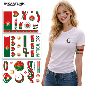<span class=keywords><strong>Tatouages</strong></span> Temporaires <span class=keywords><strong>Portugal</strong></span> Coupe du Monde 2026 Autocollants de Supporter de Football CR7 Ronaldo 7 Imperméables Art Corporel 3 Feuilles pour Adultes et Enfants - Product Image 4