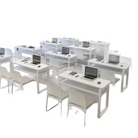 Combinaison Table et Chaise de Formation Commerciale Moderne et Minimaliste pour Salle de Classe Éducative, Bureau Double Démontable et Mobile
