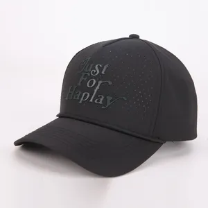 Custom 5 pannello in gomma pvc logo corda cappellino da baseball impermeabile laser foro traforato cappello sportivo papà cappello