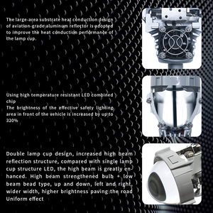 2.5 Inch Ống Kính Rõ Ràng Bi LED Xe Đèn Pha Trang Bị Thêm 6000K 45W <span class=keywords><strong>360</strong></span> Độ <span class=keywords><strong>Fisheye</strong></span> Ống Kính Máy Chiếu Cho Cao & Thấp Chùm Trên Bất kỳ Xe Ô Tô - Product Image 5