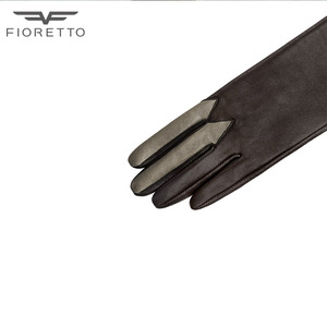 FIORETTO moda Color Block Patchwork inverno donna guanti lunghi in pelle Touchscreen nero marrone OEM guanti invernali semplici per uomo - Product Image 6