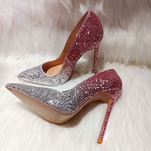 12cm <b>pink</b> Sequins Gradual Silver Shallow mouth High Heels Temperament <b>Wedding</b> <b>Shoes</b> Thin Heels Women <b>Shoes</b> High end sexy height - Product Image 2