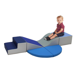 Ensemble de jeu d'intérieur 6 pièces : structure d'escalade, toboggan et combinaison d'escaliers aux formes géométriques pour bébés, jouet éducatif précoce unisexe - Product Image 1
