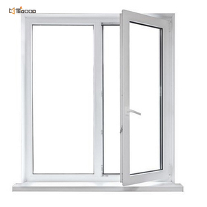 Ventanas abatibles con bisagras de marco de doble acristalamiento de PVC con diseño de parrilla a precio de fábrica para apartamento - Product Image 1
