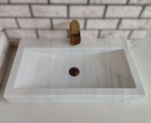 Lavabo en dalle de marbre blanc or Calacatta italien avec égouttoir <span class=keywords><strong>pour</strong></span> salle de bain et <span class=keywords><strong>cuisine</strong></span> RefineStone Modern Hotel - Product Image 5