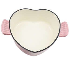 Casserole en <span class=keywords><strong>fonte</strong></span> émaillée élégante en forme de cœur rose gaufré multifonctionnelle - Product Image 5