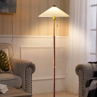 Lampe de sol en bois rustique moderne avec hauteur réglable et lumière LED à intensité variable pour le salon, la chambre à coucher, le bureau à domicile, la décoration