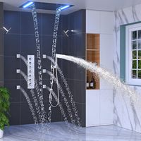 Système de douche thermostatique Homedec, jet pluie/cascade, fonctions 2-en-1, deux douches de 6 pouces, 6 jets latéraux, finition chromée, laiton