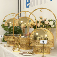 2026 Réchaud de buffet de luxe en acier inoxydable avec dôme 8L pour maintien au chaud des aliments, destiné aux buffets dorés et aux traiteurs, pour fournisseurs premium d'équipement hôtelier