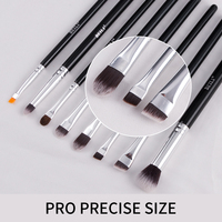 15 Pcs Set Kuas Rias Mata Bulu Kambing Hitam Premium Presisi Profesional untuk Detailing Eyeshadow, Eyeliner, dan Pembentukan Alis