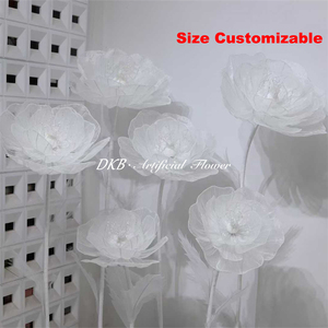 DKB Customized Giant White Organza Peony <b>Flowers</b> Handmade Decorative Floral for Wedding Photo Booth Shop Window Merchandising - Product Image 3