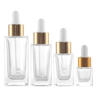 En stock – Flacon compte-gouttes carré à fond épais de 5 ml, 10 ml, 30 ml, 50 ml pour échantillons d'huiles essentielles – Verre original