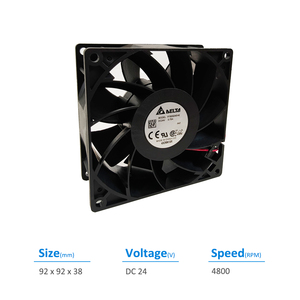 Ventilador Axial Delta FFB0924EHE 24VDC 0.50A 12.0W 4800RPM con Rodamiento de Bolas, Plástico, Eléctrico, OEM, para Gabinete de Control, Inversor, UPS - Product Image 2