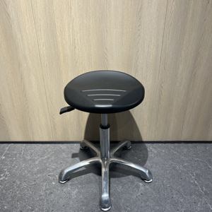 Tabourets de chaises de laboratoire antistatiques ESD en cuir polyuréthane de qualité professionnelle, chaise de travail pivotante réglable en hauteur avec base en aluminium - Product Image 3