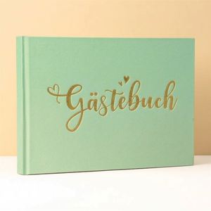 Gold-Stamped Linen <b>Wedding</b> Notebook Guest <b>Book</b> Birthday Party Message Stickers Beauty Gifts Wholesale - Product Image 4