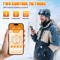 Chaussettes chauffantes de camping pour hommes, femmes et jeunes, épaisses, avec contrôle par application, 5000mAh*2, rechargeables, pour l'hiver froid, la chasse et le ski