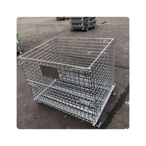 Standard Sizes Heavy Duty Galvanized Foldable Collapsible Metal Storage Wire Mesh Container