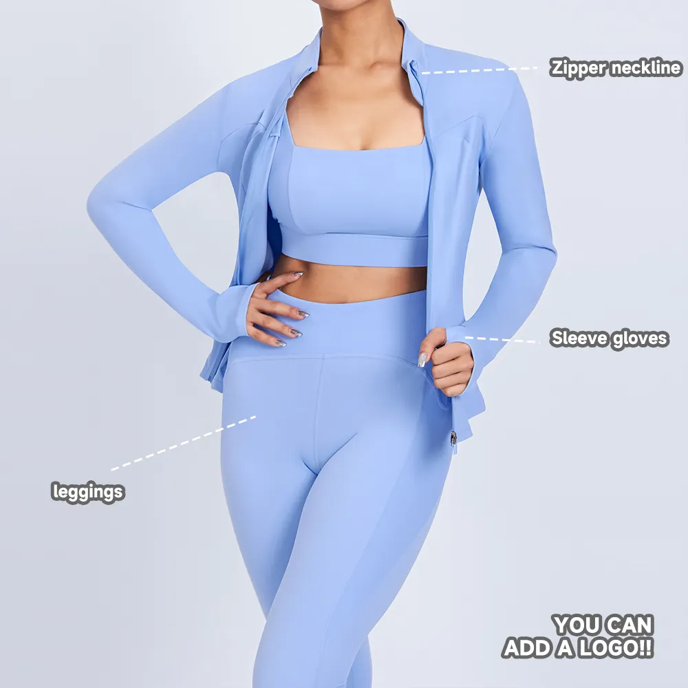 Luckpanther Yoga Workout Compression Full Zip Up Sleeve Sports Jacket Running Fitness Tracksuit Female Long Sleeve Outer Wear