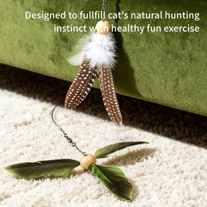 AFP Großhandel Indoor Interactive Pet Cat Teaser Zauberstab Spielzeug Real Natural Feather 360 Grad Windmühle Erweiterbarer Cat Teaser Wand - Product Image 6
