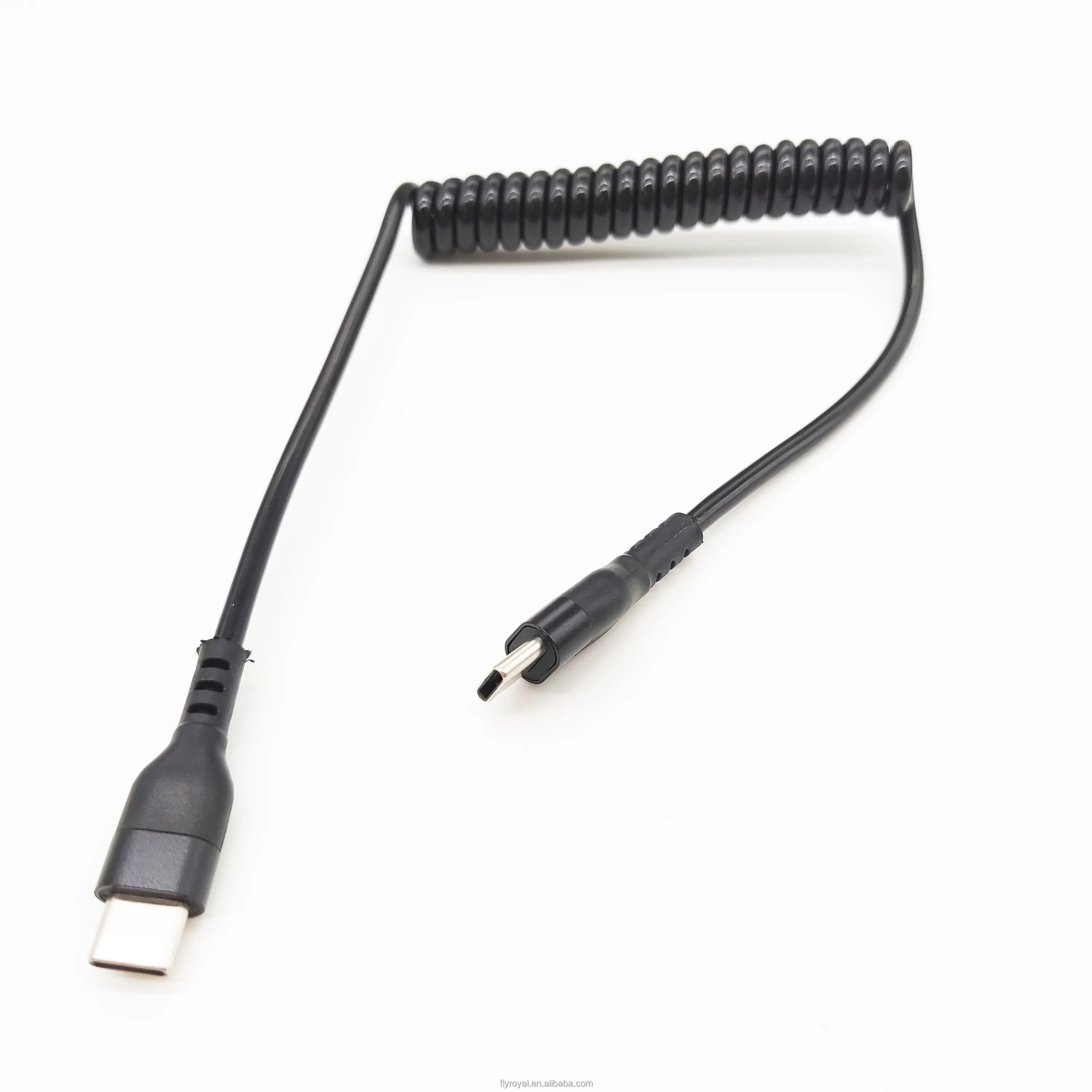 Cabo USB-C enrolado com mola elástica durável cabo USB tipo C