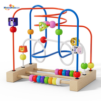 Bloques de Construcción Educativos Montessori para Niños, Animales Coloridos, Laberinto de Cuentas de 3 Hilos, Juguetes de Madera para Bebés y Niños Pequeños