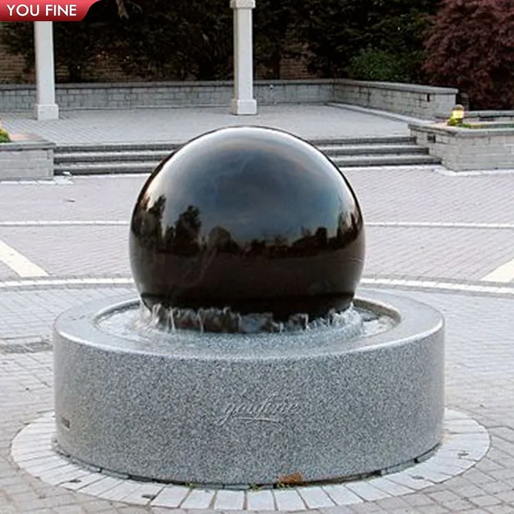 Fonte de água de bola de mármore, esfera flutuante de pedra granito